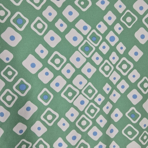 J. McLaughlin Green Geometric Print Faux Wrap Dress Catalina Cloth XS Stretch - Picture 6 of 13